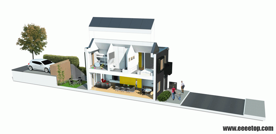 14 Option for two-storey open-plan layout with living room on the grond floor.gif